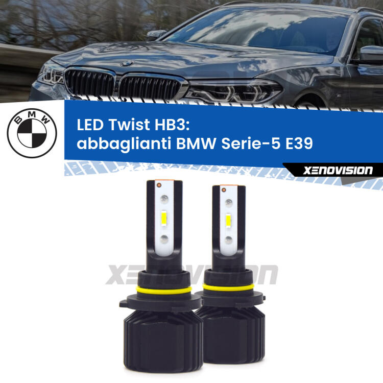 <strong>Kit abbaglianti LED</strong> HB3 per <strong>BMW Serie-5</strong> E39 1996 -2000. Compatte, impermeabili, senza ventola: praticamente indistruttibili. Top Quality.