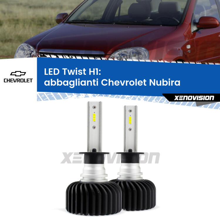 <strong>Kit abbaglianti LED</strong> H1 per <strong>Chevrolet Nubira</strong>  2005 -2011. Compatte, impermeabili, senza ventola: praticamente indistruttibili. Top Quality.
