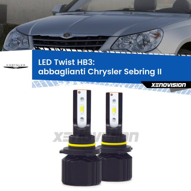 <strong>Kit abbaglianti LED</strong> HB3 per <strong>Chrysler Sebring</strong> II 2007 -2010. Compatte, impermeabili, senza ventola: praticamente indistruttibili. Top Quality.