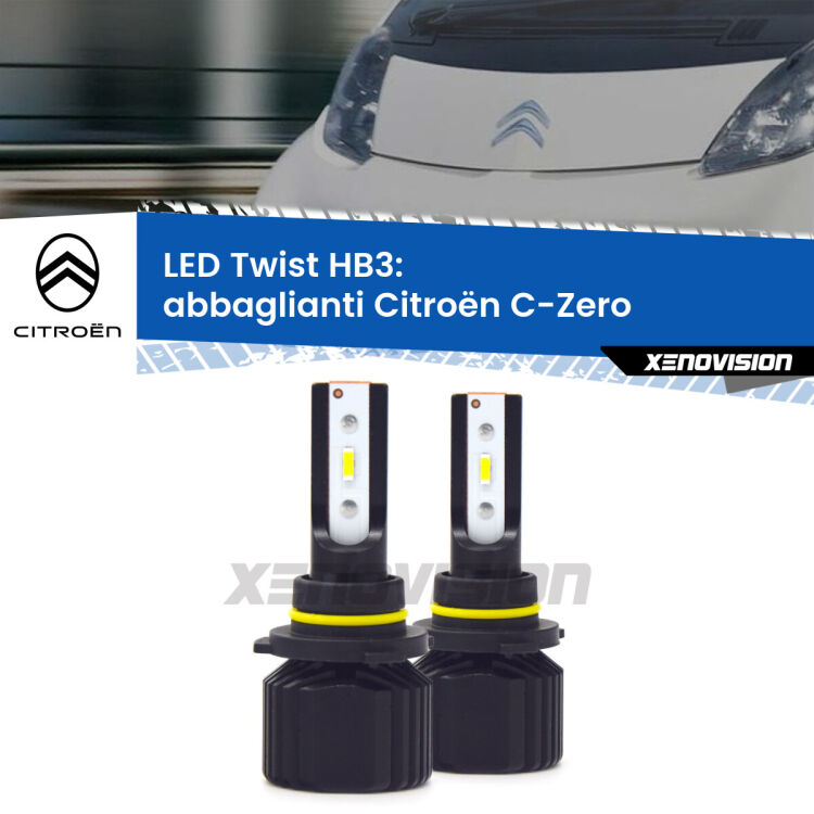 <strong>Kit abbaglianti LED</strong> HB3 per <strong>Citroën C-Zero</strong>  2010 -2019. Compatte, impermeabili, senza ventola: praticamente indistruttibili. Top Quality.