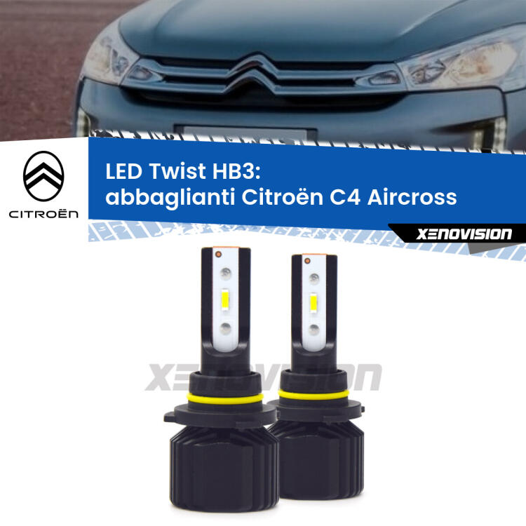<strong>Kit abbaglianti LED</strong> HB3 per <strong>Citroën C4 Aircross</strong>  2010 -2018. Compatte, impermeabili, senza ventola: praticamente indistruttibili. Top Quality.