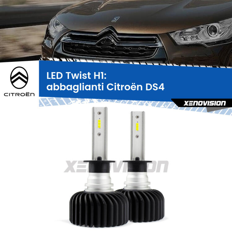 <strong>Kit abbaglianti LED</strong> H1 per <strong>Citroën DS4</strong>  2011 -2015. Compatte, impermeabili, senza ventola: praticamente indistruttibili. Top Quality.