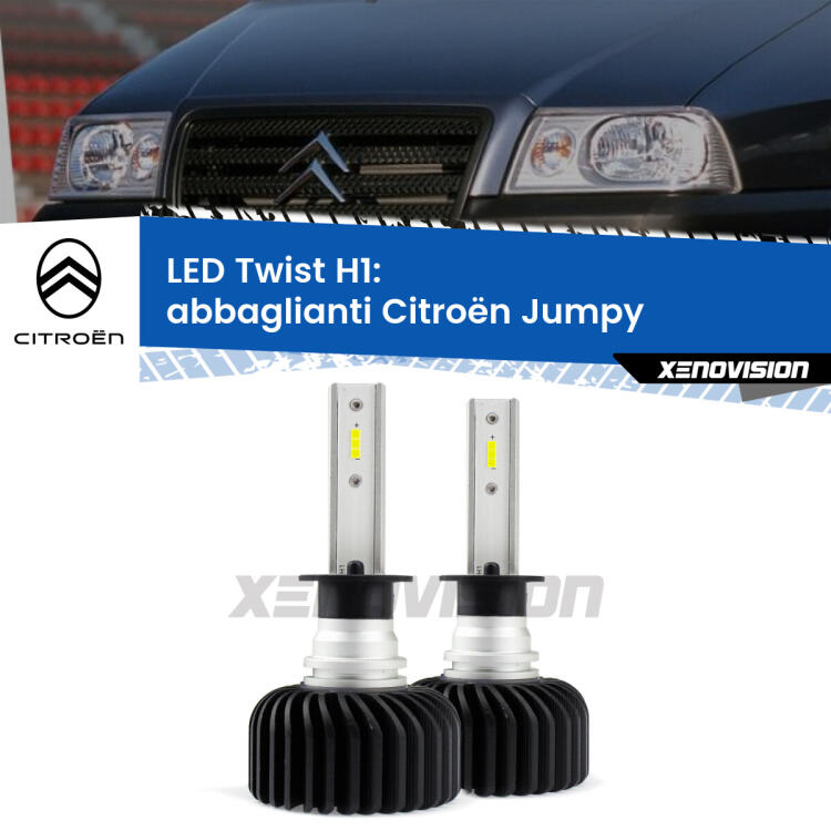 <strong>Kit abbaglianti LED</strong> H1 per <strong>Citroën Jumpy</strong>  1994 -2005. Compatte, impermeabili, senza ventola: praticamente indistruttibili. Top Quality.