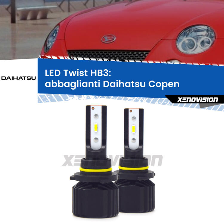 <strong>Kit abbaglianti LED</strong> HB3 per <strong>Daihatsu Copen</strong>  2003 -2012. Compatte, impermeabili, senza ventola: praticamente indistruttibili. Top Quality.