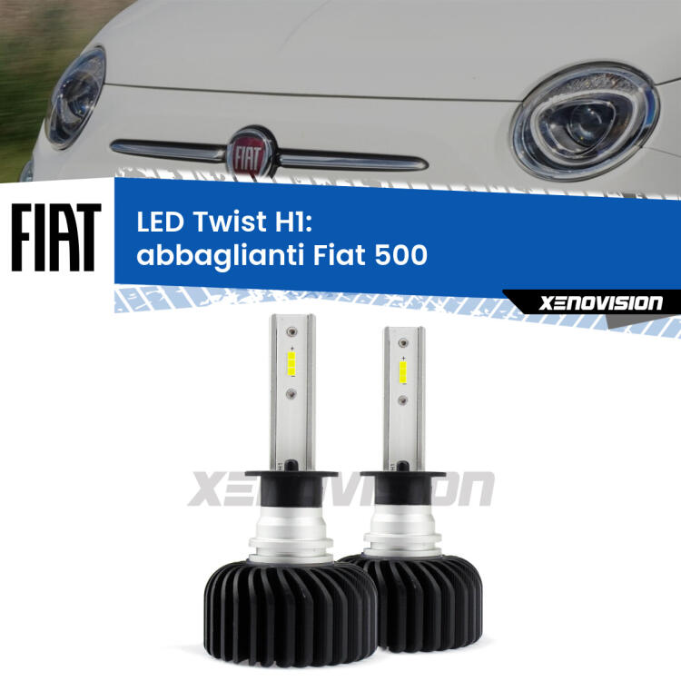 <strong>Kit abbaglianti LED</strong> H1 per <strong>Fiat 500</strong>  2007 -2014. Compatte, impermeabili, senza ventola: praticamente indistruttibili. Top Quality.