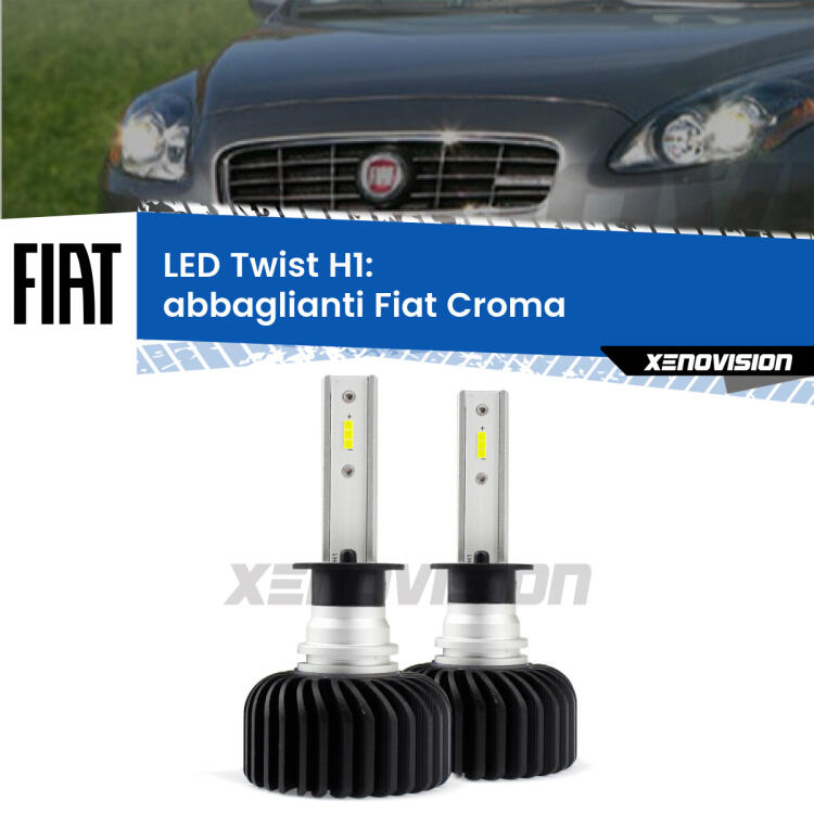 <strong>Kit abbaglianti LED</strong> H1 per <strong>Fiat Croma</strong>  Full-beam spotlight con fari Bi-Xenon. Compatte, impermeabili, senza ventola: praticamente indistruttibili. Top Quality.