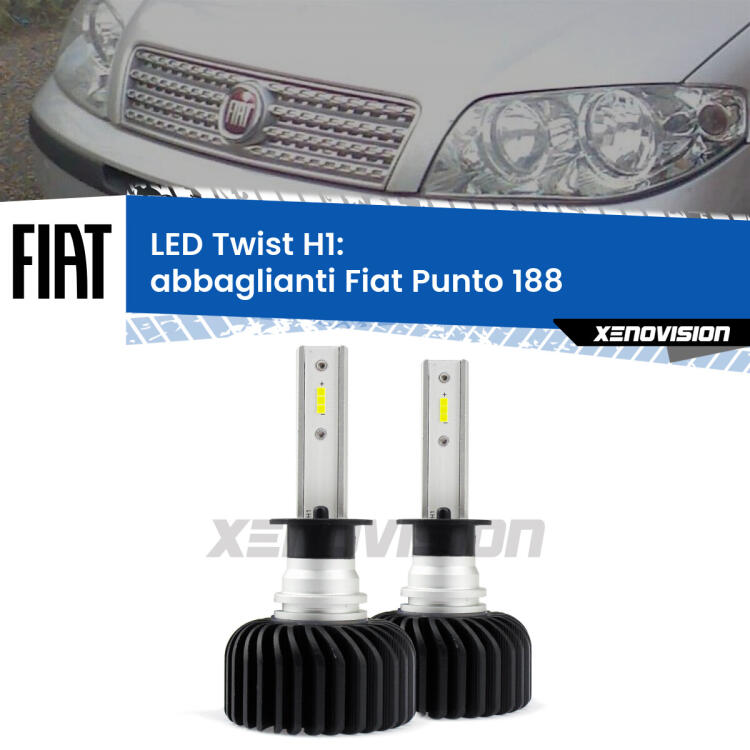 <strong>Kit abbaglianti LED</strong> H1 per <strong>Fiat Punto</strong> 188 2002 -2010. Compatte, impermeabili, senza ventola: praticamente indistruttibili. Top Quality.