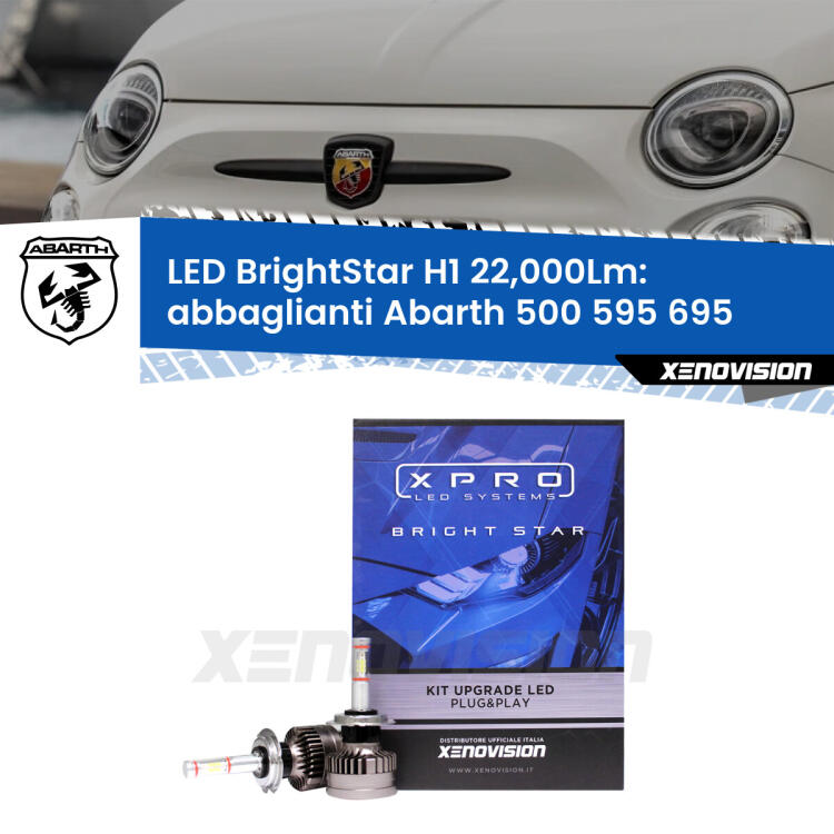 <strong>Kit LED abbaglianti per Abarth 500 595 695</strong>  2008 -2014. </strong>Due lampade Canbus H1 Brightstar da 22,000 Lumen. Qualità Massima.