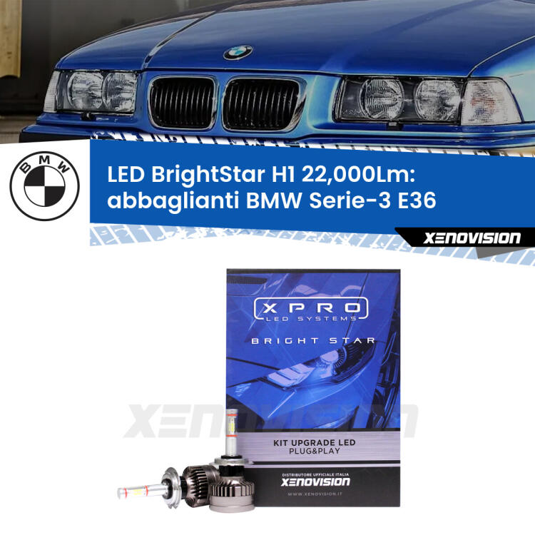 <strong>Kit LED abbaglianti per BMW Serie-3</strong> E36 1990 -1994. </strong>Due lampade Canbus H1 Brightstar da 22,000 Lumen. Qualità Massima.