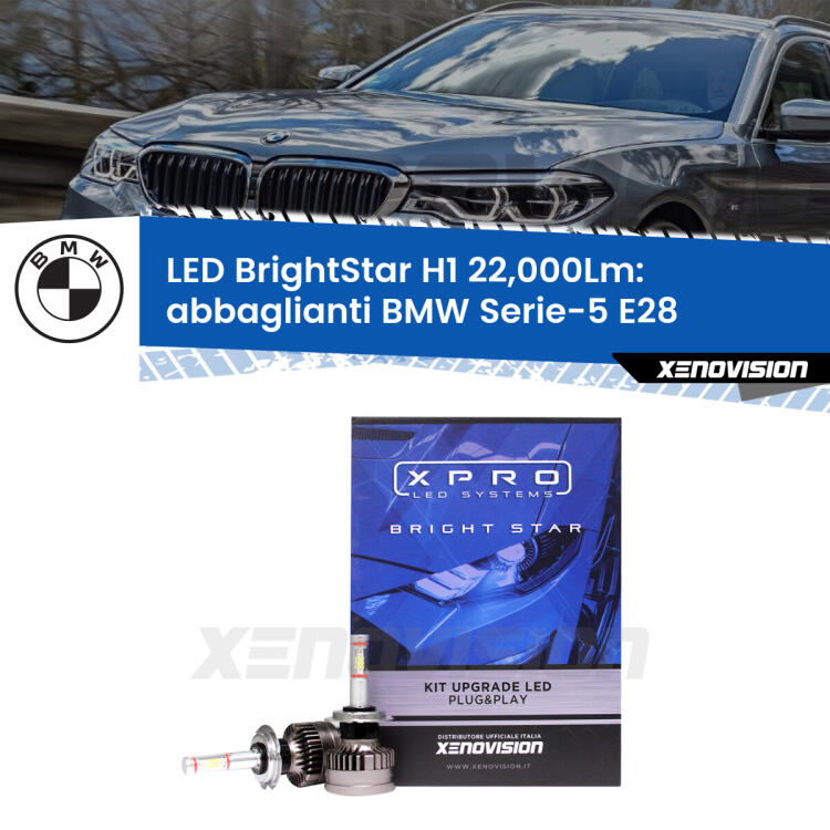 <strong>Kit LED abbaglianti per BMW Serie-5</strong> E28 1981 -1988. </strong>Due lampade Canbus H1 Brightstar da 22,000 Lumen. Qualità Massima.