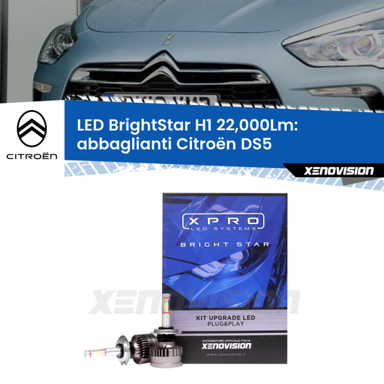 <strong>Kit LED abbaglianti per Citroën DS5</strong>  2011 -2015. </strong>Due lampade Canbus H1 Brightstar da 22,000 Lumen. Qualità Massima.