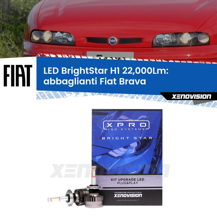 <strong>Kit LED abbaglianti per Fiat Brava</strong>  1995 -2001. </strong>Due lampade Canbus H1 Brightstar da 22,000 Lumen. Qualità Massima.