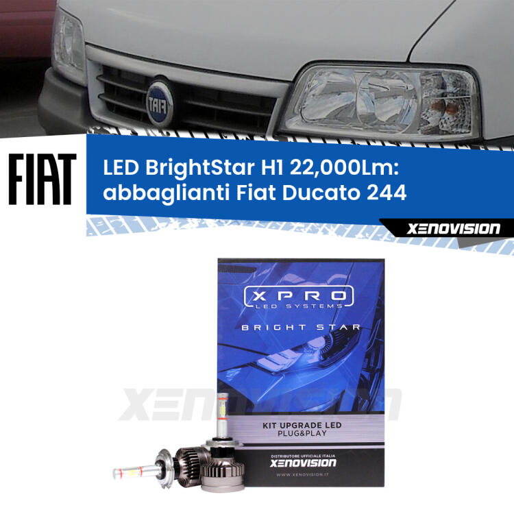 <strong>Kit LED abbaglianti per Fiat Ducato</strong> 244 2002 -2006. </strong>Due lampade Canbus H1 Brightstar da 22,000 Lumen. Qualità Massima.
