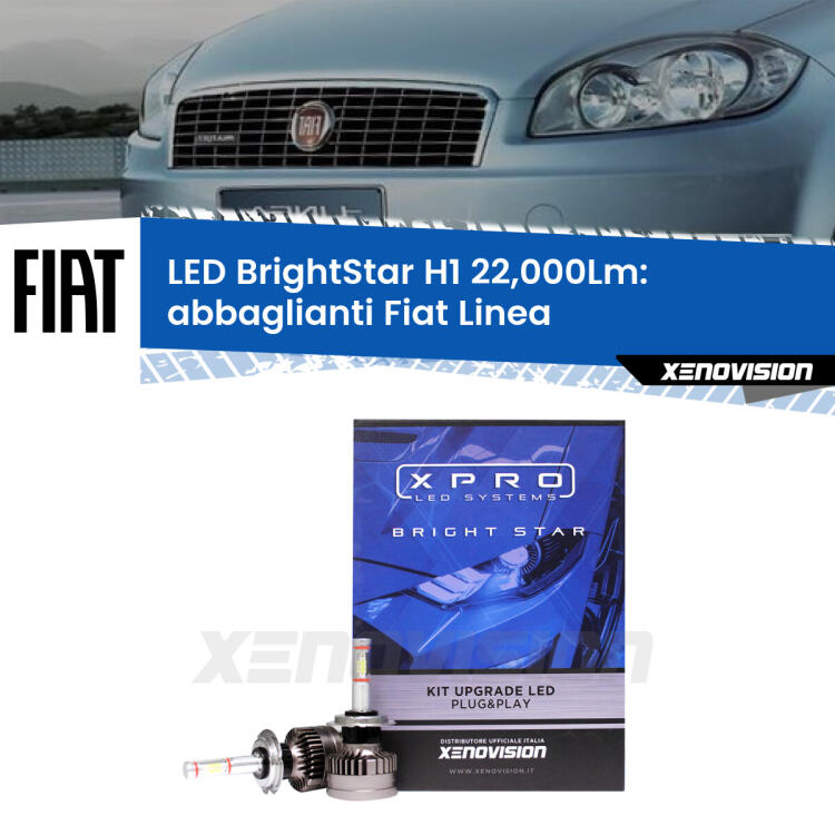 <strong>Kit LED abbaglianti per Fiat Linea</strong>  2007 -2018. </strong>Due lampade Canbus H1 Brightstar da 22,000 Lumen. Qualità Massima.