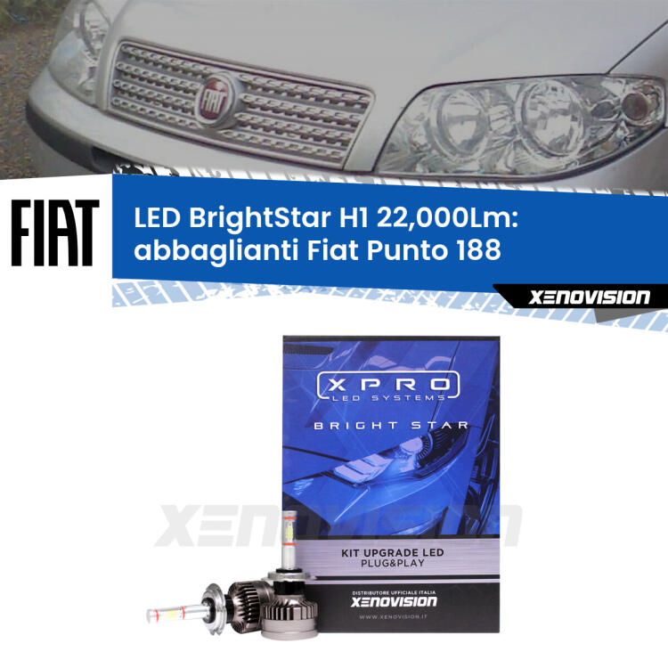 <strong>Kit LED abbaglianti per Fiat Punto</strong> 188 2002 -2010. </strong>Due lampade Canbus H1 Brightstar da 22,000 Lumen. Qualità Massima.