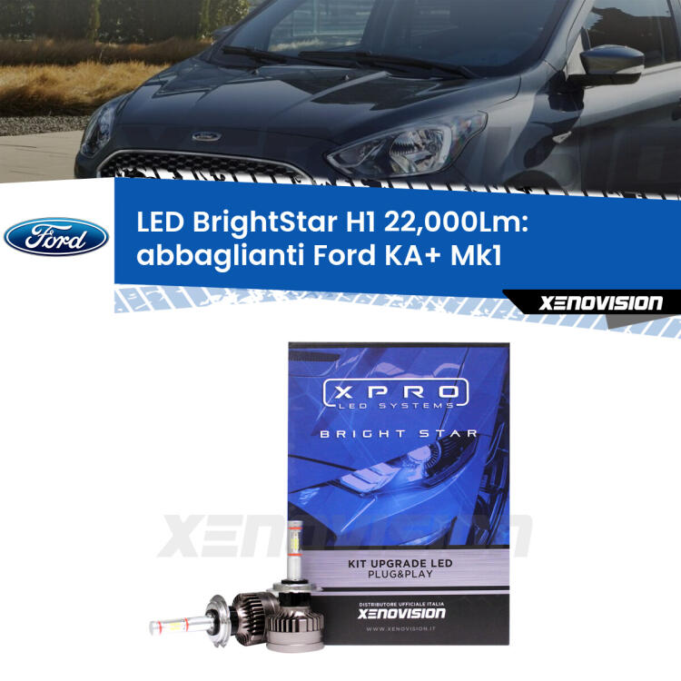 <strong>Kit LED abbaglianti per Ford KA+</strong> Mk1 1996 -2008. </strong>Due lampade Canbus H1 Brightstar da 22,000 Lumen. Qualità Massima.
