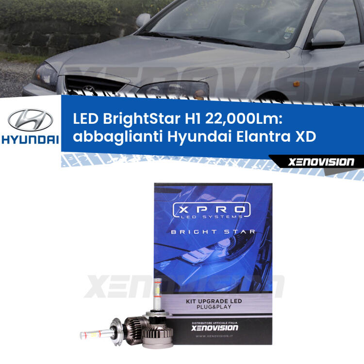 <strong>Kit LED abbaglianti per Hyundai Elantra</strong> XD 2000 -2006. </strong>Due lampade Canbus H1 Brightstar da 22,000 Lumen. Qualità Massima.