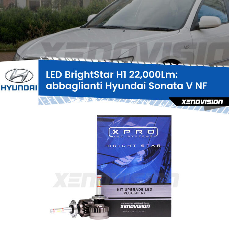 <strong>Kit LED abbaglianti per Hyundai Sonata V</strong> NF 2005 -2010. </strong>Due lampade Canbus H1 Brightstar da 22,000 Lumen. Qualità Massima.