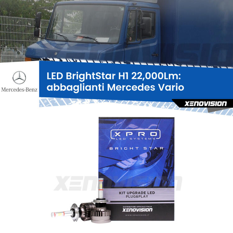<strong>Kit LED abbaglianti per Mercedes Vario</strong>  1996 -2013. </strong>Due lampade Canbus H1 Brightstar da 22,000 Lumen. Qualità Massima.