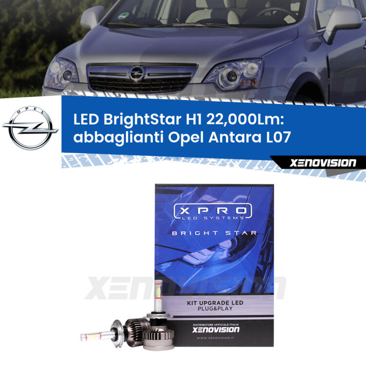 <strong>Kit LED abbaglianti per Opel Antara</strong> L07 2006 -2015. </strong>Due lampade Canbus H1 Brightstar da 22,000 Lumen. Qualità Massima.