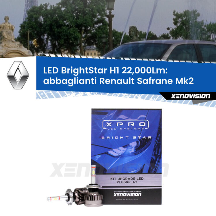 <strong>Kit LED abbaglianti per Renault Safrane</strong> Mk2 1996 -2000. </strong>Due lampade Canbus H1 Brightstar da 22,000 Lumen. Qualità Massima.