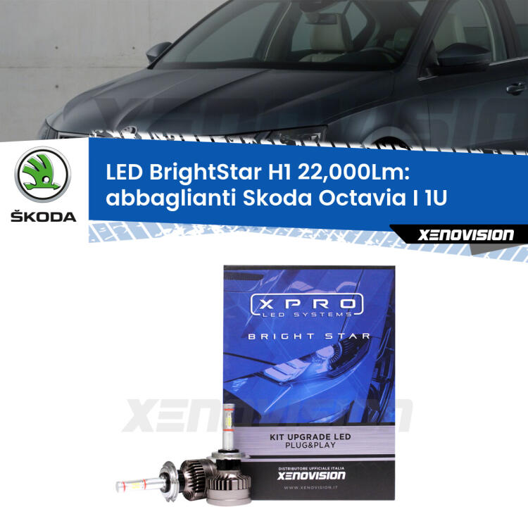 <strong>Kit LED abbaglianti per Skoda Octavia I</strong> 1U con fari Xenon. </strong>Due lampade Canbus H1 Brightstar da 22,000 Lumen. Qualità Massima.
