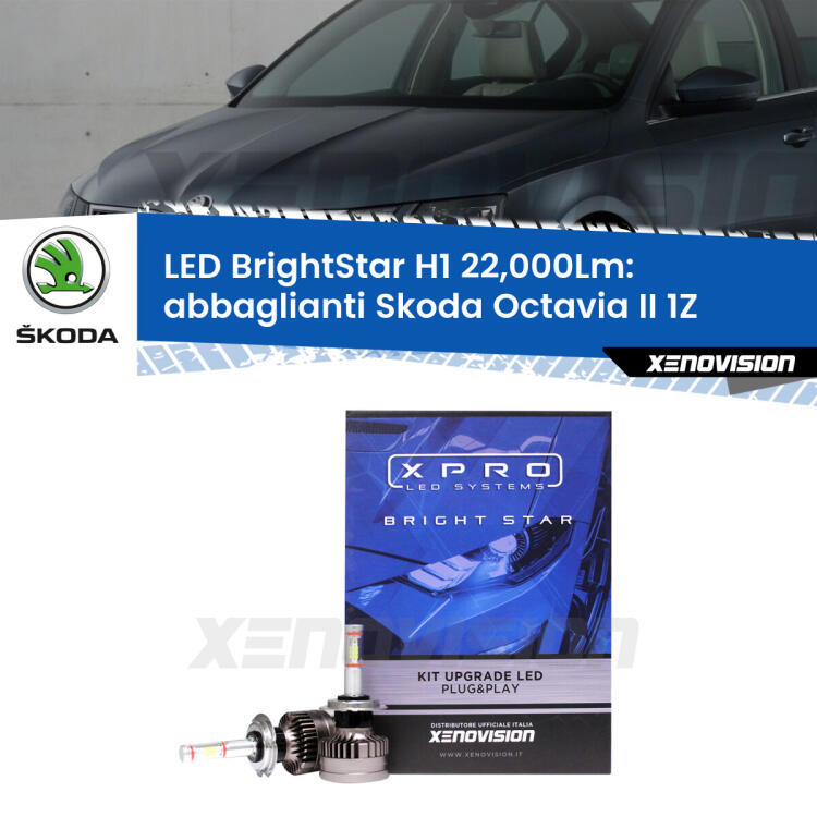 <strong>Kit LED abbaglianti per Skoda Octavia II</strong> 1Z 2004 -2013. </strong>Due lampade Canbus H1 Brightstar da 22,000 Lumen. Qualità Massima.