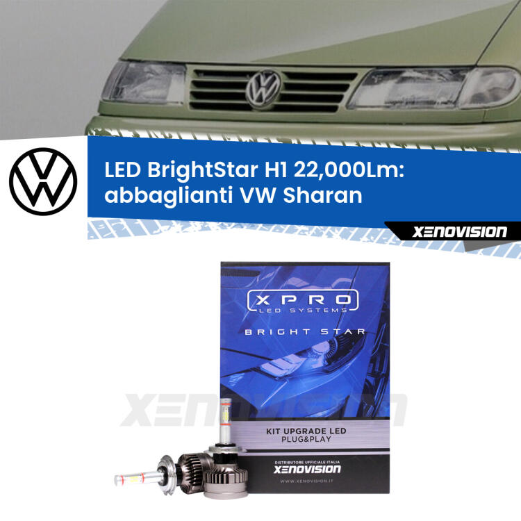 <strong>Kit LED abbaglianti per VW Sharan</strong>  1995 -2010. </strong>Due lampade Canbus H1 Brightstar da 22,000 Lumen. Qualità Massima.