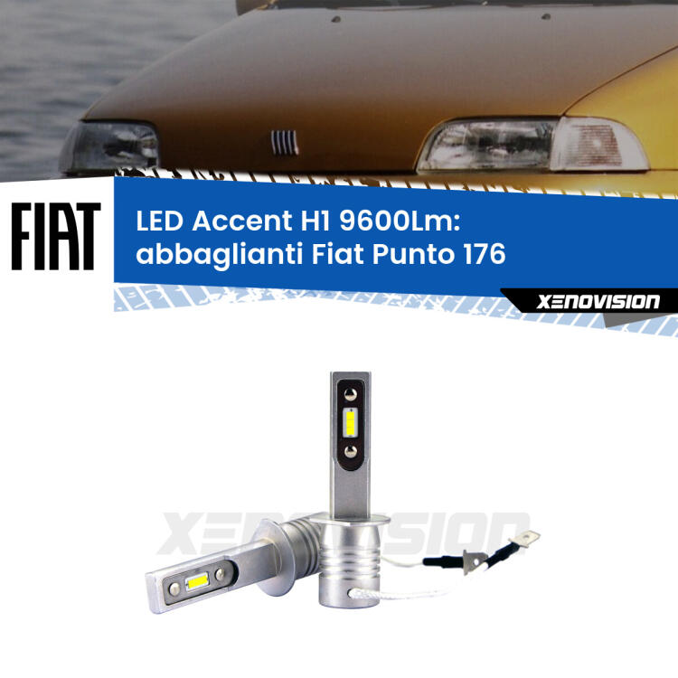 <strong>Kit LED Abbaglianti per Fiat Punto</strong> 176 1993 -1999.</strong> Coppia lampade <strong>H1</strong> senza ventola e ultracompatte per installazioni in fari senza spazi.