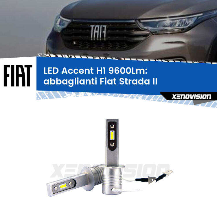 <strong>Kit LED Abbaglianti per Fiat Strada</strong> II 1º restyling.</strong> Coppia lampade <strong>H1</strong> senza ventola e ultracompatte per installazioni in fari senza spazi.