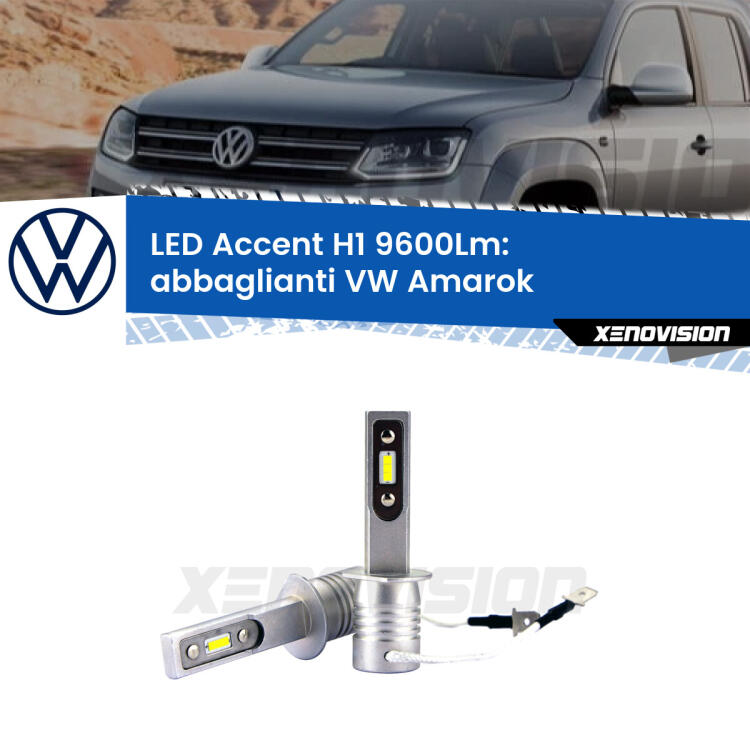 <strong>Kit LED Abbaglianti per VW Amarok</strong>  2010 -2016.</strong> Coppia lampade <strong>H1</strong> senza ventola e ultracompatte per installazioni in fari senza spazi.