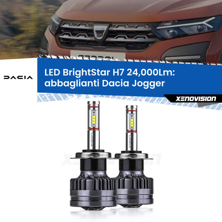<strong>Kit LED abbaglianti per Dacia Jogger</strong>  con fari led. </strong>Include due lampade Canbus H7 Brightstar da 24,000 Lumen. Qualità Massima.