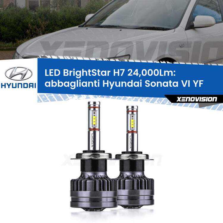 <strong>Kit LED abbaglianti per Hyundai Sonata VI</strong> YF 2009 -2015. </strong>Include due lampade Canbus H7 Brightstar da 24,000 Lumen. Qualità Massima.