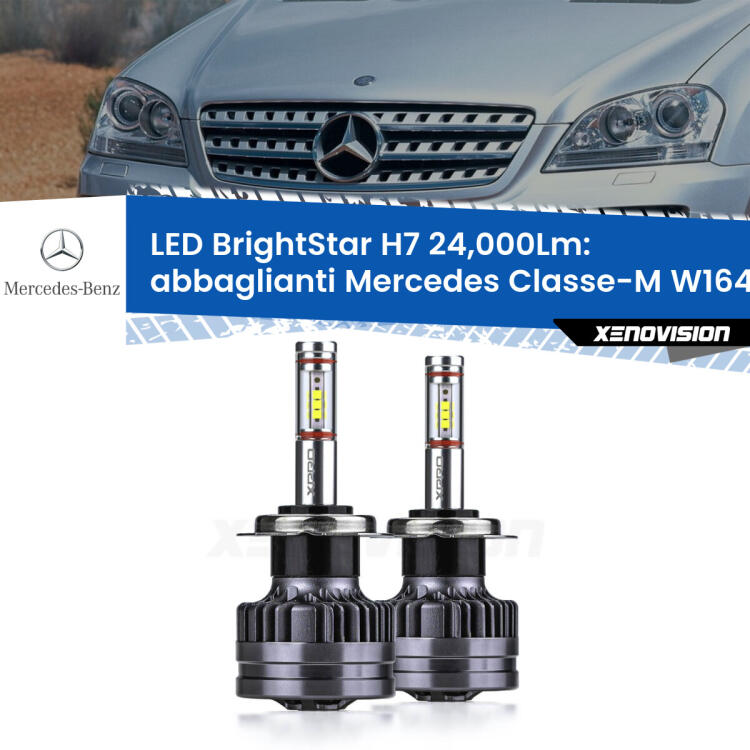 <strong>Kit LED abbaglianti per Mercedes Classe-M</strong> W164 2005 -2011. </strong>Include due lampade Canbus H7 Brightstar da 24,000 Lumen. Qualità Massima.
