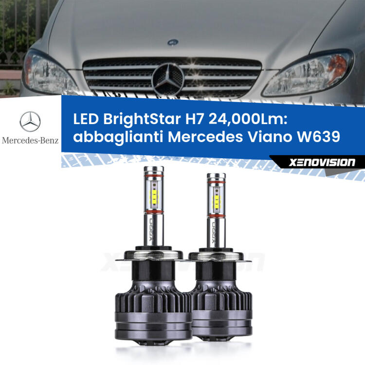 <strong>Kit LED abbaglianti per Mercedes Viano</strong> W639 2003 -2007. </strong>Include due lampade Canbus H7 Brightstar da 24,000 Lumen. Qualità Massima.