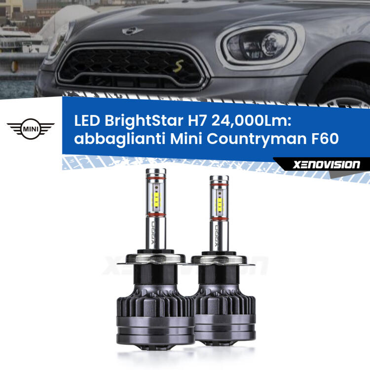 <strong>Kit LED abbaglianti per Mini Countryman</strong> F60 2016 -2019. </strong>Include due lampade Canbus H7 Brightstar da 24,000 Lumen. Qualità Massima.