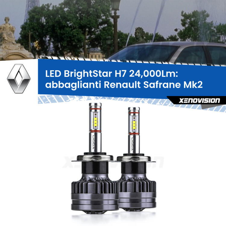 <strong>Kit LED abbaglianti per Renault Safrane</strong> Mk2 con fari Xenon. </strong>Include due lampade Canbus H7 Brightstar da 24,000 Lumen. Qualità Massima.