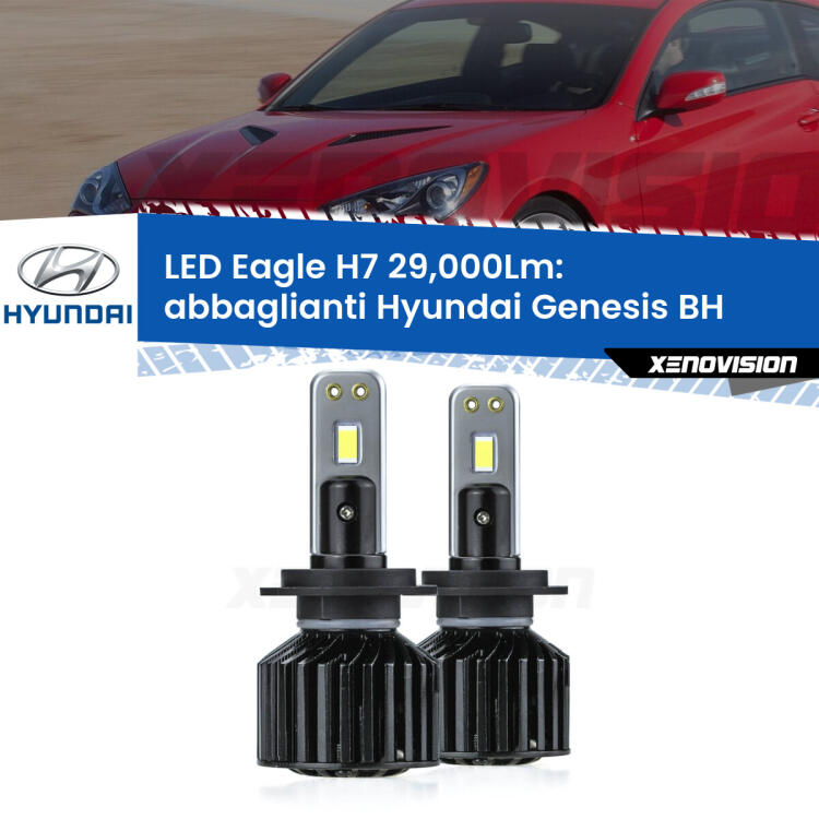 <strong>Kit abbaglianti LED specifico per Hyundai Genesis</strong> BH 2008 -2014. Lampade <strong>H7</strong> Canbus da 29.000Lumen di luminosità modello Eagle Xenovision.