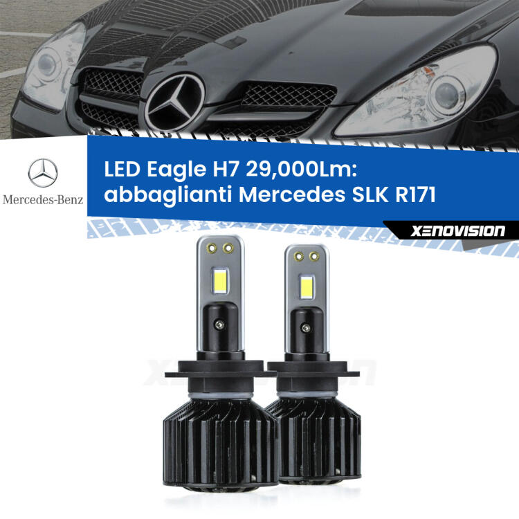 <strong>Kit abbaglianti LED specifico per Mercedes SLK</strong> R171 2004 -2011. Lampade <strong>H7</strong> Canbus da 29.000Lumen di luminosità modello Eagle Xenovision.