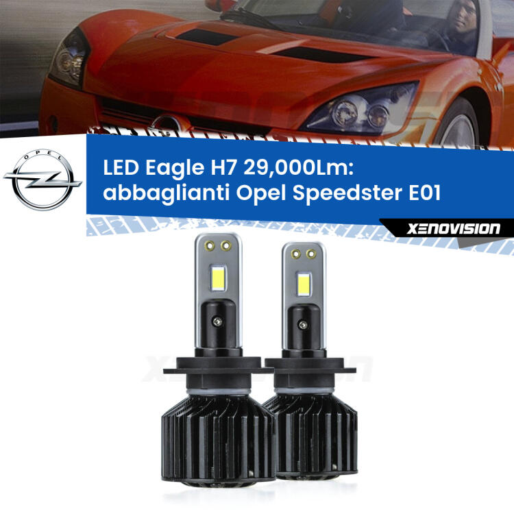 <strong>Kit abbaglianti LED specifico per Opel Speedster</strong> E01 2000 -2006. Lampade <strong>H7</strong> Canbus da 29.000Lumen di luminosità modello Eagle Xenovision.