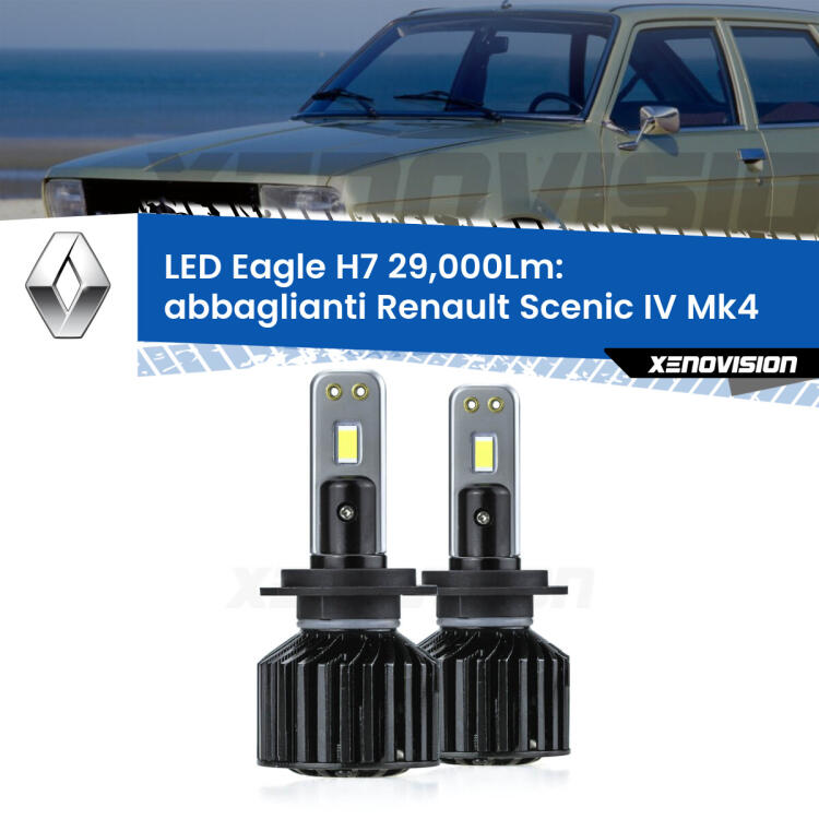 <strong>Kit abbaglianti LED specifico per Renault Scenic IV</strong> Mk4 2016 -2022. Lampade <strong>H7</strong> Canbus da 29.000Lumen di luminosità modello Eagle Xenovision.