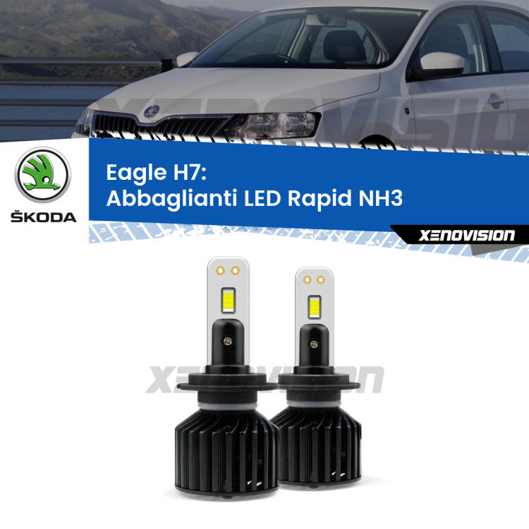 <strong>Kit abbaglianti LED specifico per Skoda Rapid</strong> NH3 2017 -2021. Lampade <strong>H7</strong> Canbus da 29.000Lumen di luminosità modello Eagle Xenovision.