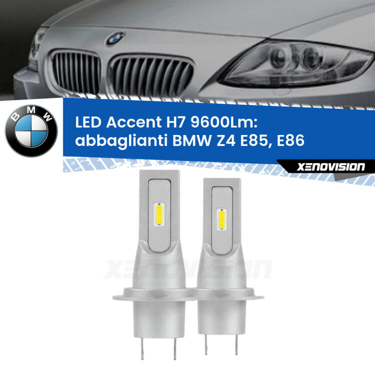 <strong>Kit LED Abbaglianti per BMW Z4</strong> E85, E86 2003 -2008.</strong> Coppia lampade <strong>H7</strong> senza ventola e ultracompatte per installazioni in fari senza spazi.