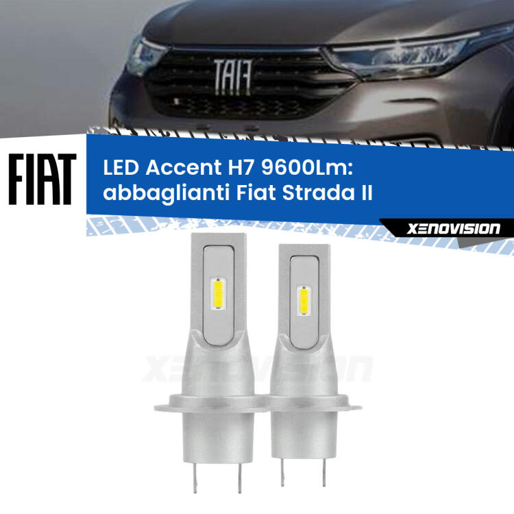 <strong>Kit LED Abbaglianti per Fiat Strada</strong> II 2º restyling.</strong> Coppia lampade <strong>H7</strong> senza ventola e ultracompatte per installazioni in fari senza spazi.