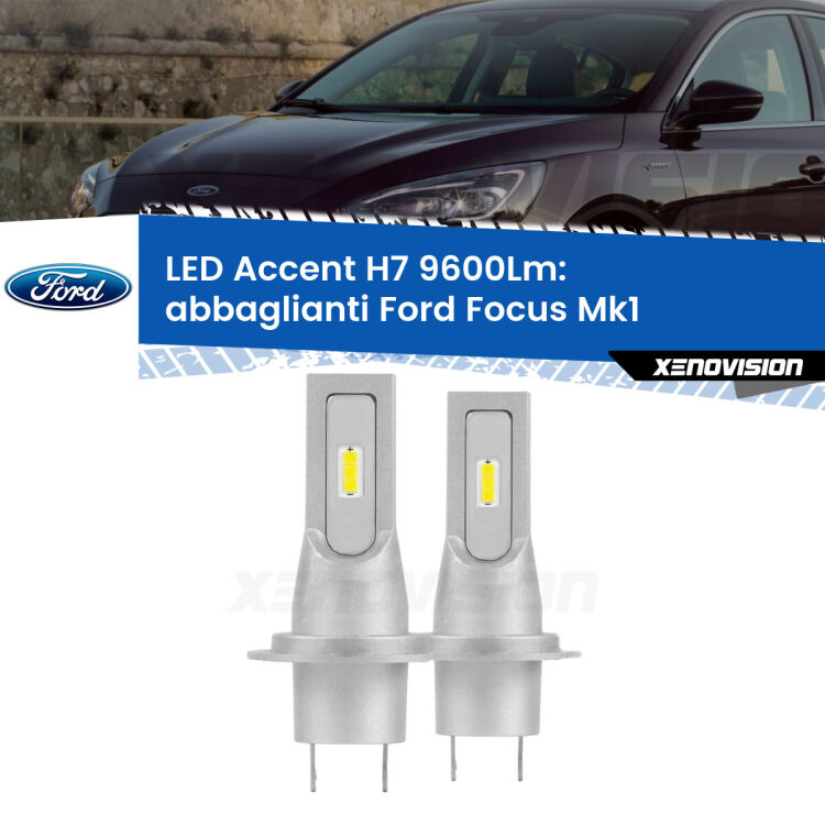 <strong>Kit LED Abbaglianti per Ford Focus</strong>  con fari Xenon.</strong> Coppia lampade <strong>H7</strong> senza ventola e ultracompatte per installazioni in fari senza spazi.