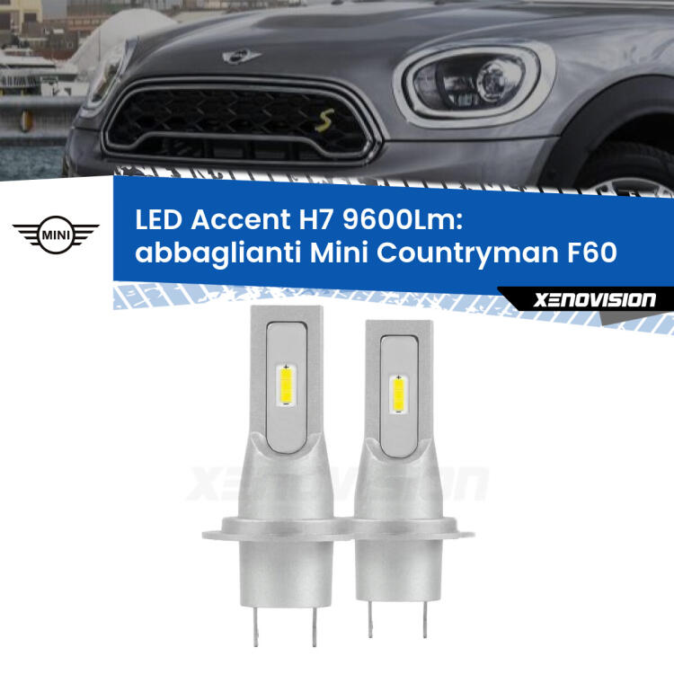<strong>Kit LED Abbaglianti per Mini Countryman</strong> F60 2016 -2019.</strong> Coppia lampade <strong>H7</strong> senza ventola e ultracompatte per installazioni in fari senza spazi.