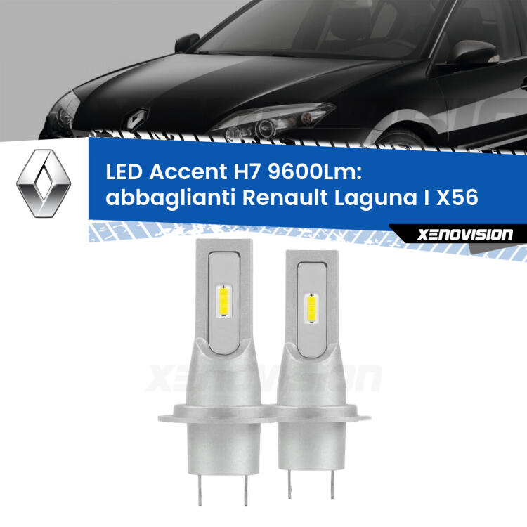 <strong>Kit LED Abbaglianti per Renault Laguna I</strong> X56 1998 -1999.</strong> Coppia lampade <strong>H7</strong> senza ventola e ultracompatte per installazioni in fari senza spazi.