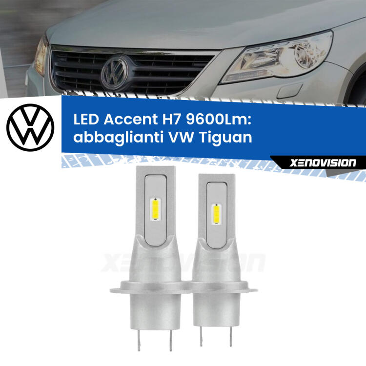 <strong>Kit LED Abbaglianti per VW Tiguan</strong>  2007 -2011.</strong> Coppia lampade <strong>H7</strong> senza ventola e ultracompatte per installazioni in fari senza spazi.