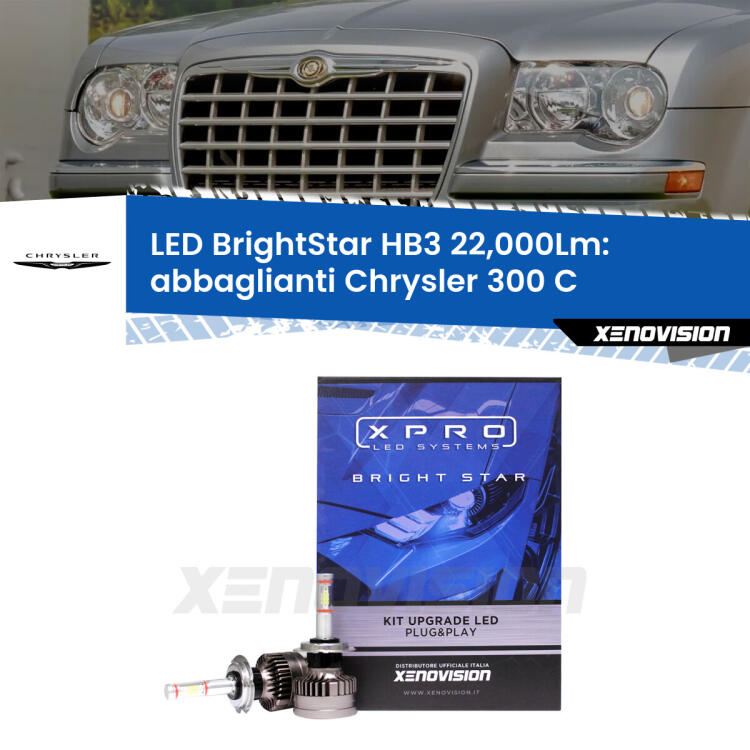 <strong>Kit LED abbaglianti per Chrysler 300 C</strong>  2004 -2012. </strong>Due lampade Canbus HB3 Brightstar da 22,000 Lumen. Qualità Massima.