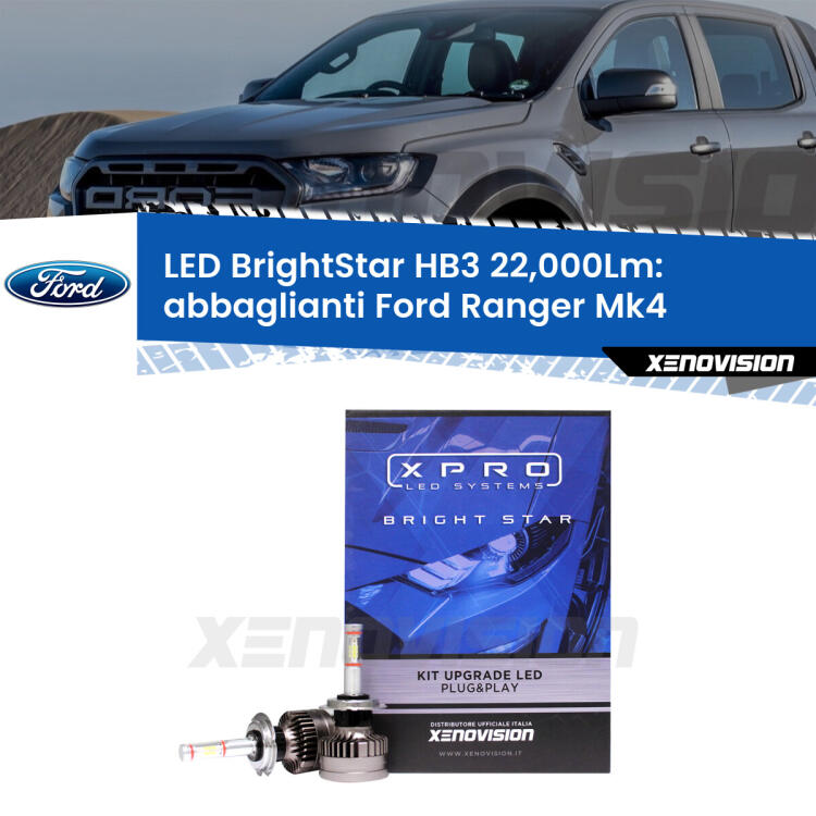 <strong>Kit LED abbaglianti per Ford Ranger</strong> Mk4 2019 in poi. </strong>Due lampade Canbus HB3 Brightstar da 22,000 Lumen. Qualità Massima.